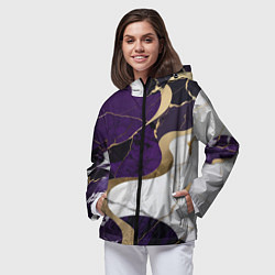 Ветровка с капюшоном женская Фиолетовый с белым и золотым, цвет: 3D-черный — фото 2