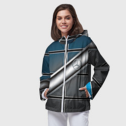 Ветровка с капюшоном женская Mercedes benz sport geometry, цвет: 3D-белый — фото 2