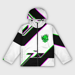 Ветровка с капюшоном женская Cyberpunk logo geometry, цвет: 3D-черный