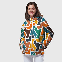 Ветровка с капюшоном женская Геометрический узор разноцветный, цвет: 3D-белый — фото 2