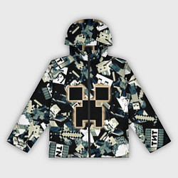 Ветровка с капюшоном женская Логотип Minecraft и его персонажи, цвет: 3D-черный