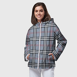Ветровка с капюшоном женская Стильная клетка - шотландская, цвет: 3D-белый — фото 2