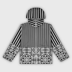 Ветровка с капюшоном женская Комбинированный с геометрическим и полосатым узоро, цвет: 3D-белый