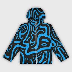 Ветровка с капюшоном женская Хаотичные синие полосы, цвет: 3D-белый