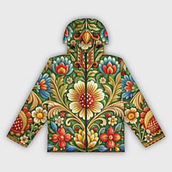 Ветровка с капюшоном женская Стиль советского ковра узоры и орнамент, цвет: 3D-черный
