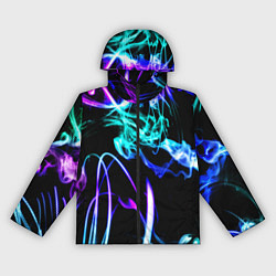 Ветровка с капюшоном женская Неоновый дым текстура, цвет: 3D-черный
