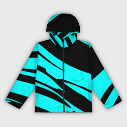 Ветровка с капюшоном женская Чёрный с голубым полосами, цвет: 3D-черный