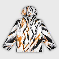 Ветровка с капюшоном женская Чёрно-жёлтые агрессивные полосы на белом фоне, цвет: 3D-белый
