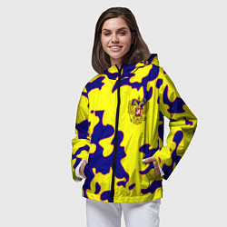 Ветровка с капюшоном женская Российская империя камуфляж желтый, цвет: 3D-черный — фото 2