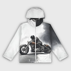 Ветровка с капюшоном женская Крутой байкер скетч, цвет: 3D-белый