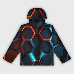 Ветровка с капюшоном женская Неоновые темно синие соты, цвет: 3D-черный