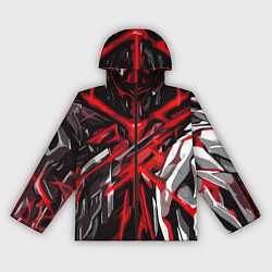 Ветровка с капюшоном женская Красный и черный абстрактный фон, цвет: 3D-черный