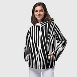 Ветровка с капюшоном женская Полоски зебры, цвет: 3D-белый — фото 2