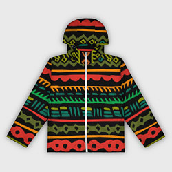 Ветровка с капюшоном женская Этнический орнамент на черном, цвет: 3D-белый