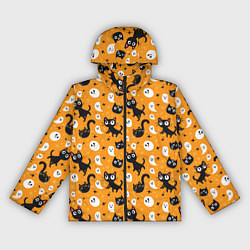 Ветровка с капюшоном женская Паттерн с черными кошками, цвет: 3D-черный