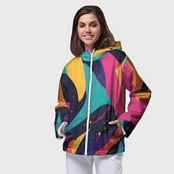 Ветровка с капюшоном женская Космос яркая абстракция, цвет: 3D-белый — фото 2