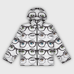 Ветровка с капюшоном женская Глаза в очках, цвет: 3D-черный