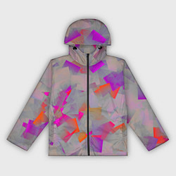 Ветровка с капюшоном женская Розово-фиолетовые осколки, цвет: 3D-черный