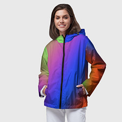 Ветровка с капюшоном женская Градиент полосы, цвет: 3D-черный — фото 2