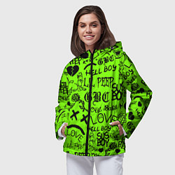 Ветровка с капюшоном женская Lil Peep кислотный паттерн, цвет: 3D-черный — фото 2