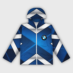 Ветровка с капюшоном женская BMW metalic blue abstract, цвет: 3D-белый