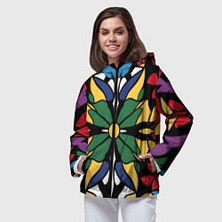 Ветровка с капюшоном женская Узор калейдоскоп, цвет: 3D-черный — фото 2