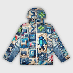 Ветровка с капюшоном женская Minecraft шагает на пэчворк, цвет: 3D-белый