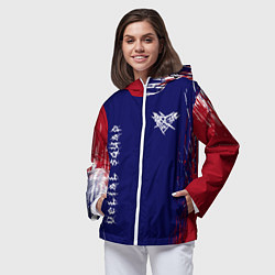 Ветровка с капюшоном женская Velial squad - red abstract, цвет: 3D-белый — фото 2
