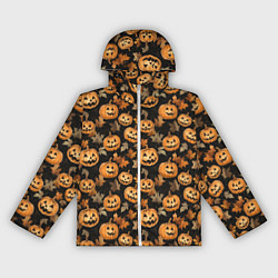 Ветровка с капюшоном женская Тыквы с лицами, цвет: 3D-белый