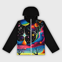 Ветровка с капюшоном женская Необычная планета и космос в стиле Сальвадор Дали, цвет: 3D-белый