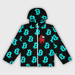 Ветровка с капюшоном женская Among us биткоин, цвет: 3D-белый