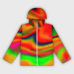 Ветровка с капюшоном женская Неоновые разводы краски, цвет: 3D-белый