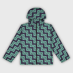 Ветровка с капюшоном женская Мятные зигзаги, цвет: 3D-черный