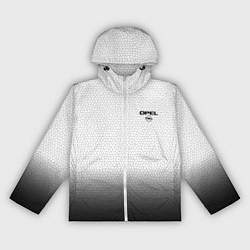 Ветровка с капюшоном женская Opel с эмблемой градиент чёрно-белый, цвет: 3D-белый