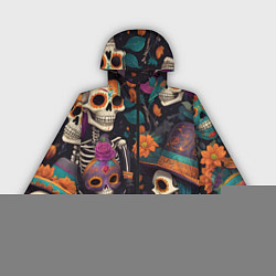 Ветровка с капюшоном женская Хэллоуин страшилки черепа, цвет: 3D-черный