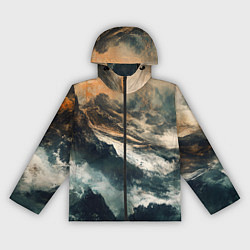 Ветровка с капюшоном женская Иллюстрация хаоса в грубом стиле, цвет: 3D-черный