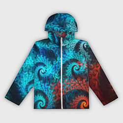 Ветровка с капюшоном женская Оптическая абстракция узор, цвет: 3D-белый