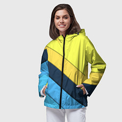 Ветровка с капюшоном женская Геометрия полосы спорт, цвет: 3D-черный — фото 2
