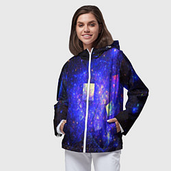 Ветровка с капюшоном женская Космическая абстракция звезды, цвет: 3D-белый — фото 2