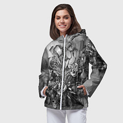 Ветровка с капюшоном женская Абстракция оптический узор, цвет: 3D-белый — фото 2