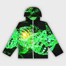 Ветровка с капюшоном женская Абстракция зеленые нейроны, цвет: 3D-белый