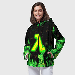 Ветровка с капюшоном женская Half life огонь зеленый, цвет: 3D-черный — фото 2