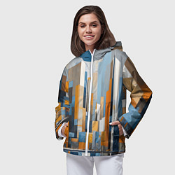 Ветровка с капюшоном женская Архитектура город живопись, цвет: 3D-белый — фото 2