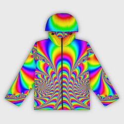 Ветровка с капюшоном женская Оптические иллюзии волны неон, цвет: 3D-черный