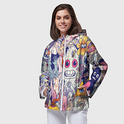 Ветровка с капюшоном женская Психоделические монстры, цвет: 3D-белый — фото 2