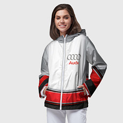 Ветровка с капюшоном женская AUDI auto car, цвет: 3D-белый — фото 2