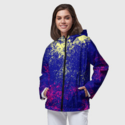 Ветровка с капюшоном женская Брызги красок фильтр, цвет: 3D-черный — фото 2