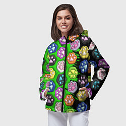 Ветровка с капюшоном женская Паттерн лапка слайм, цвет: 3D-черный — фото 2