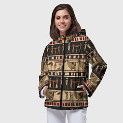 Ветровка с капюшоном женская Этнический орнамент Египет, цвет: 3D-черный — фото 2