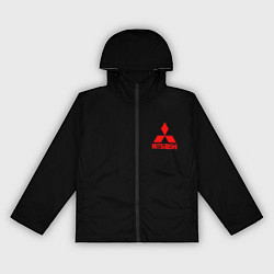 Ветровка с капюшоном женская Mitsubishi logo, цвет: 3D-черный